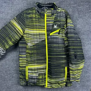 Spyder Ski Snow Board Jacket Boys Size 20 Black Green Full Zip Pockets Logo - Picture 1 of 9