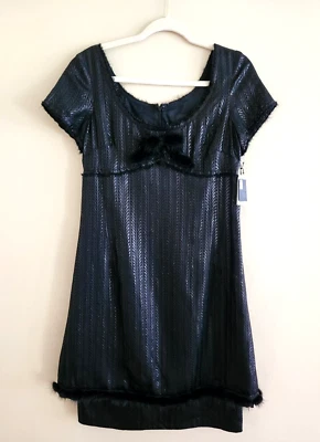 Vestido Anna Sui para mujer talla 6 negro imitación piel moño ribete fiesta año nuevo Foto 1 de 4