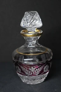 Bohemian Art Glass Perfume Bottle Countess Collection Cut Crystal, Ruby Flash - Picture 1 of 10