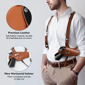 Leather General Vertical Gun Holster Shoulder Holster Adjustable Right Hand - Picture 1 of 9