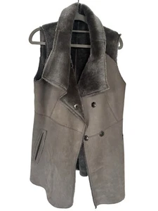 SYLVIE SCHIMMEL Brown Sheepskin Fur Gilet Jacket Size 38 FR New Without Tags - Picture 1 of 10