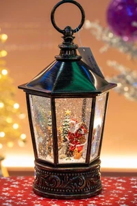 Christmas Snow Globe Lighted Santa Water Lantern Lighted - Picture 1 of 3