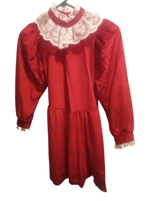¡Amy Too de colección! Vestido de Terciopelo Niñas Talla 14 Magenta con Borde de Encaje Iglesia de Navidad Foto 1 de 4