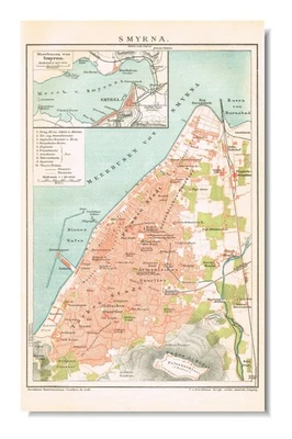 IZMIR Esmirna SMYRNA 1896 Mapa original TURQUÍA Türkiye Bold Σμύρνη Grecia AGORA Foto 1 de 4