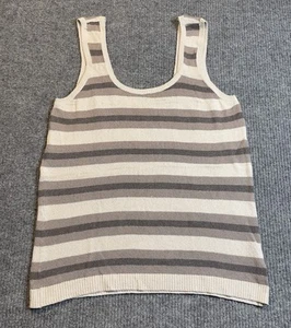 Free People FP Size Medium Beach Vista Sweater Tank Taupe Striped Loose Fit NEW - Picture 1 of 9