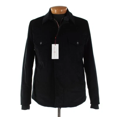 Sobrecamisa Luciano Barbera Nueva con Etiquetas Mezcla de Algodón Pana Talla 52 (L EE. UU.) en Negro Foto 1 de 4