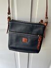 dooney and bourke crossbody Classic Blue Pebble Grain Tan Leather Accents Bag