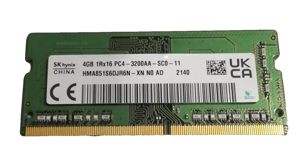 memoria ram original 4GB so-dimm 1Rx16 PC4 3200AA HMA851S6DJR6N-XN - Immagine 1 di 1