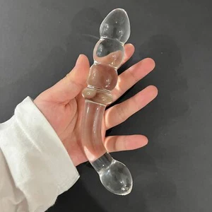 Double Ended Glass Dildo Women Masturbation Sex Toy G-Spot Massager Anal Plugs - Picture 1 of 21