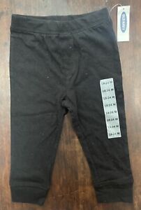 Old Navy Unisex Baby Solid Black Lightweight 100% Cotton Pull On Pants 18-24 M