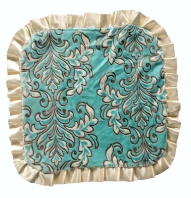 Manta de Seguridad Caught Ya Looking Turquesa Aqua Minky Borde Satinado Lovey EE. UU. Foto 1 de 4