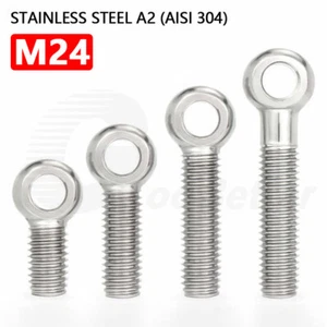 M24 Forged Eye Bolt DIN444 Catenary Wire Hanging Screw A2 Stainless Steel EyeRod - Picture 1 of 25
