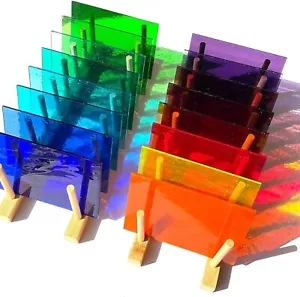 16 Sheets Transparent Stained Glass Sheets, 4 x 6 Inch Mosaic Glass Tiles for Cr - Picture 1 of 7