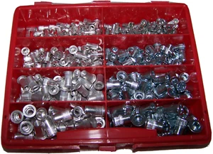 350tlg Alu und Stahl Nietmuttern Flachkopf Sortiment M3-M6 in Sortierbox - Bild 1 von 1