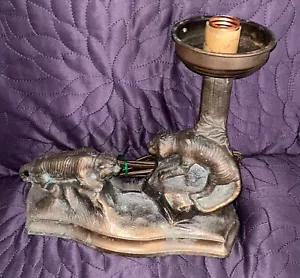 ART DECO FIGURALLAMPE TIGER SCHREIBTISCHLAMPE C. 1930 BESCHÄDIGT - Bild 1 von 6