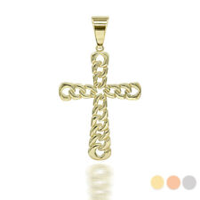Gold Mini Cuban Link Cross Pendant Necklace (Available in Yellow/Rose/White)