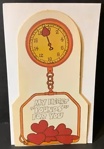 Vintage Valentine Card UNUSED Scale Weighing Hearts “My Heart ‘Pounds’ For You - Bild 1 von 3