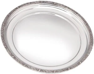 Bandeja de peltre redonda mediana 240 mm de ancho patrón celta perfecto para grabar - Imagen 1 de 4