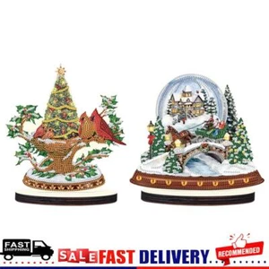 Escena de nieve de Navidad pintura de diamantes decoración de escritorio madera - Imagen 1 de 18