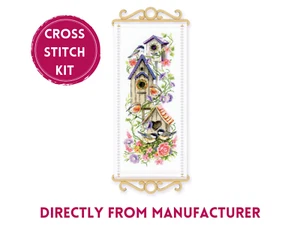 RIOLIS Counted Cross Stich Kit With Wooden Hangers 2035 Housewarming, Cute Birds - Picture 1 of 12