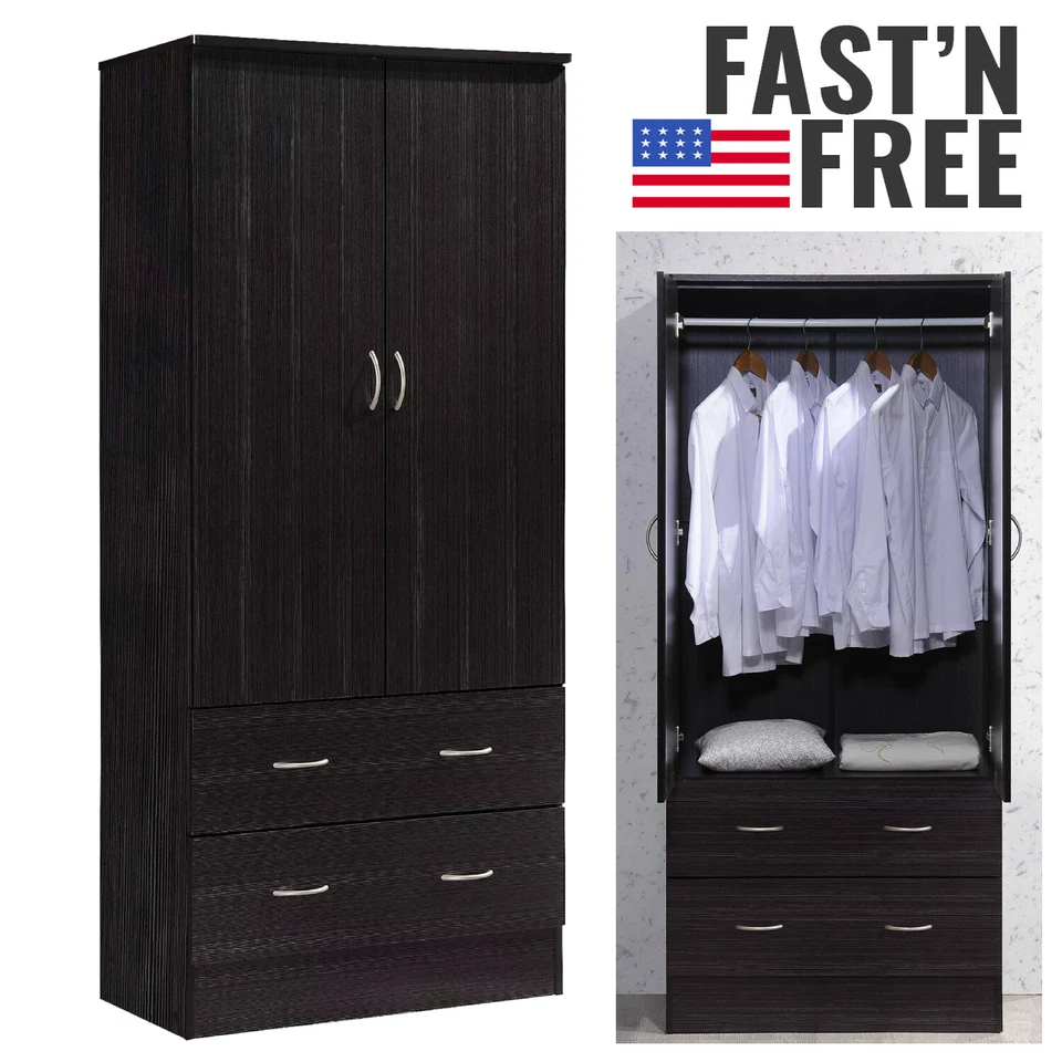 Armario De Ropa Closet Con Cajones Para Dormitorio Cuarto Madera Ropero Guardar - Imagem 1 de 4