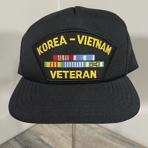 Vintage Honora Snapback Korean Veteran Military Black Cap USA - Bild 1 von 12