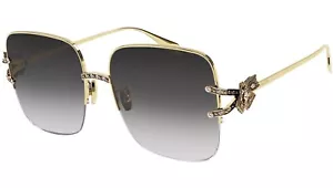 Alexander McQueen AM0371S 001 Occhiali da sole Oro Grigio Pietre Donna Autentici - Foto 1 di 5