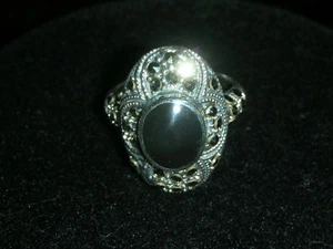 Taylor Avedon 925 SS Marcasite onyx ring size 7 - Picture 1 of 5