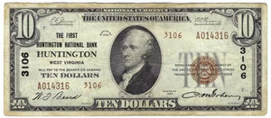 1929 $10 Small Size National Bank Note, First Huntington NB, West Virginia - Picture 1 of 2