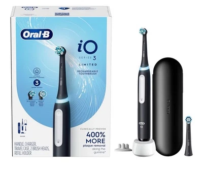 Escova de dentes elétrica Oral-B iO Series 3 limitada PRETA 2 cabeças de escova - Imagem 1 de 4