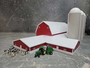 1/64 Custom scratch built Dairy Barn With Silo Room/Milk House White & Red - Picture 1 of 11