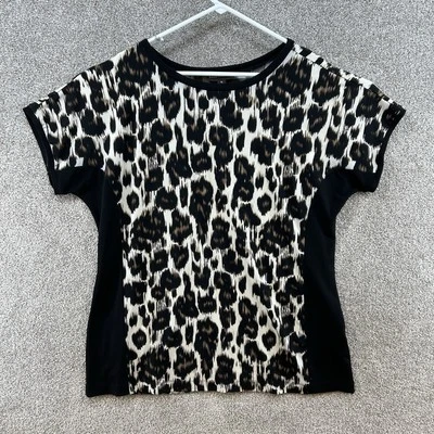 Dana Buchman Women's Tunic Blouse Size XL Short Sleeve Animal Print Pullover Foto 1 de 4
