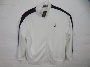 Polo Ralph Lauren Jacket Mens XL White Track Full Zip Stripe Pony Logo Athletic - Picture 1 of 12