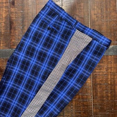 NUEVO Inserch Edición Limitada Vestido Pantalón de Golf Azul Cuadros Pata de Gallo Para Hombres 46 x 34 Foto 1 de 4