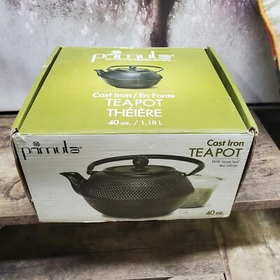 Tetera de hierro fundido martillado Primula 40 oz nueva caja abierta con tapa con colador Foto 1 de 4