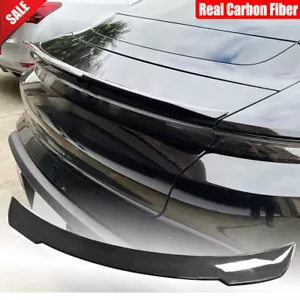 For Porsche Taycan Turbo S 2020-2024 Real Carbon Fiber Rear Trunk Spoiler Wing - Picture 1 of 12