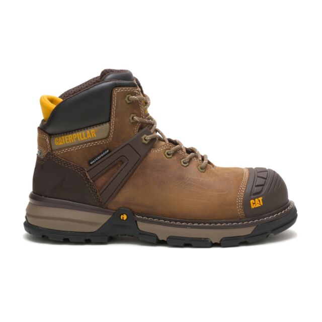 Bota industrial masculina impermeável com bico de aço da Caterpillar