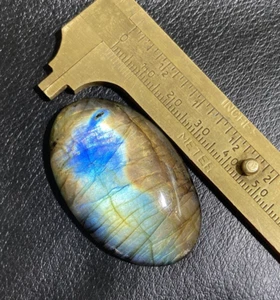 86 Ct Blue Flashy Labradorite Oval Gemstone, AAA+ Quality Labradorite Cabochon. - Picture 1 of 12