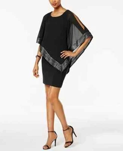 Sl Fashions Metallic-Trim Capelet Sheath Dress - Black/Silver - SZ 18 - Bild 1 von 6