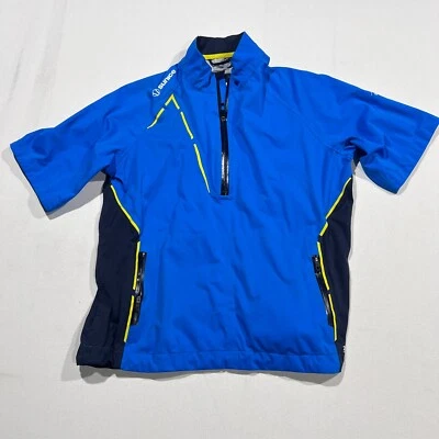 SUNICE Golf Jacket Men's Short-Sleeve Wind Pullover Blue Yellow Sz Small Brasada - Image 1 of 4