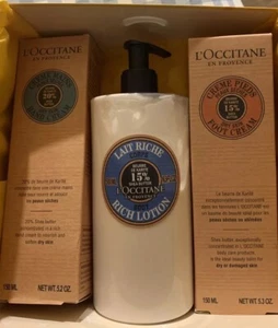 L’Occitane Shea Butter 500ml Body Lotion 150ml Hand & Foot Cream Gift Box Set - Picture 1 of 2