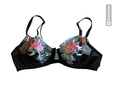 Sujetador 32B On Gossamer 6901 Avant con aros negro bordado transparente nuevo sin etiquetas Foto 1 de 3