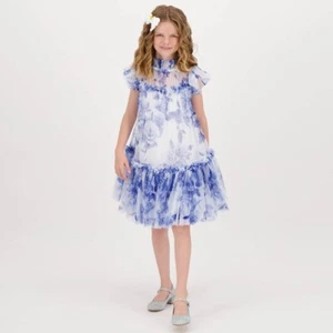 Angel's Face Girls 10-11 Blue Floral Roses Tulle Dress Brand New RRP: £120 - Picture 1 of 5