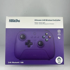 8Bitdo Ultimate 2.4G Wireless Controller Purple Hall Effect Joystick Open Box - Picture 1 of 7