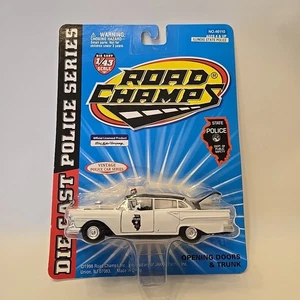 Ford Fairlane 1957 diecast policía estatal raro 1/43 1998 Road champs Motormax - Imagen 1 de 5