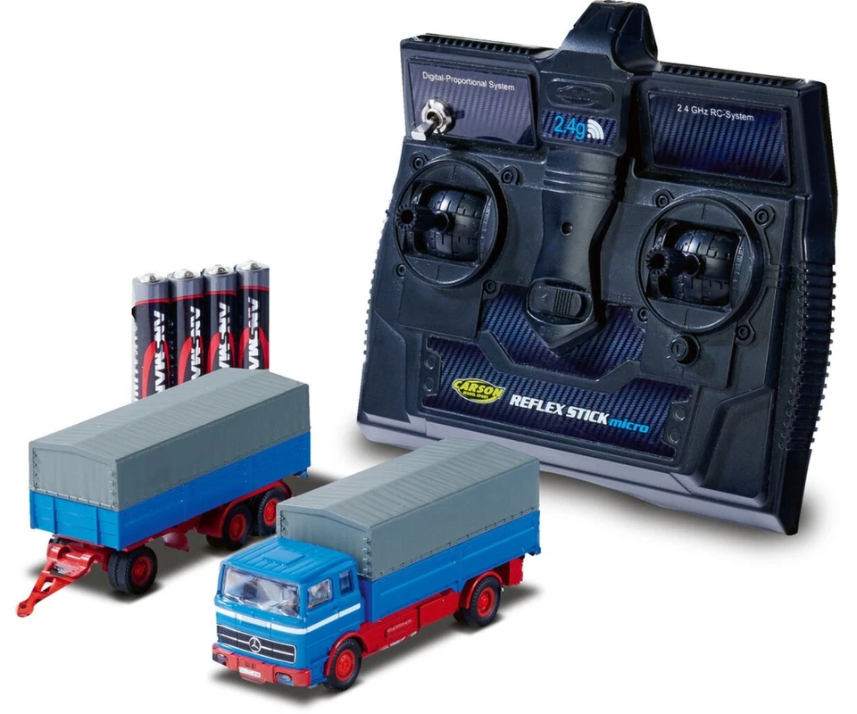 Carson 500504157 -  1:87 M-B 1620 Plane mit Anhänger 100%RTR blau   Neuware - Bild 1 von 1