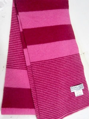 Bufanda a rayas rosa y rojo Robert Mackie ESCOCIA LANA DE CORDERO PURA bayas Foto 1 de 4