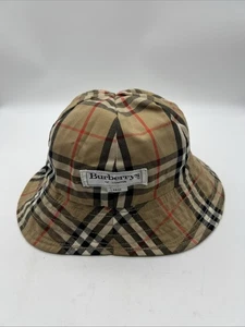 Burberry Vintage Bucket Beach Hat Beige Plaid Doublesided (J2) - Bild 1 von 5