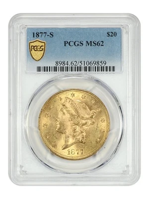 1877-S $20 graduación profesional MS62 - Liberty Head $20 Foto 1 de 4