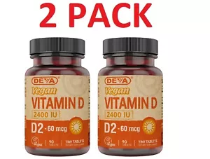 Deva Vegan Vitamin D 2400IU (Ergocalciferol), (2 PACK) - Picture 1 of 2